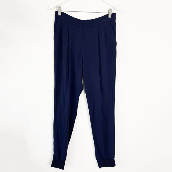 Aritzia Babaton Harvey Navy Blue Pleated Crepe Jogger Pant - Picture 2 of 8